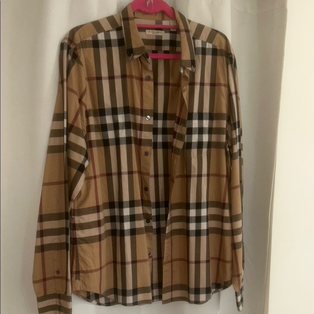 Burberry Brit Tan and Black Plaid Shirt